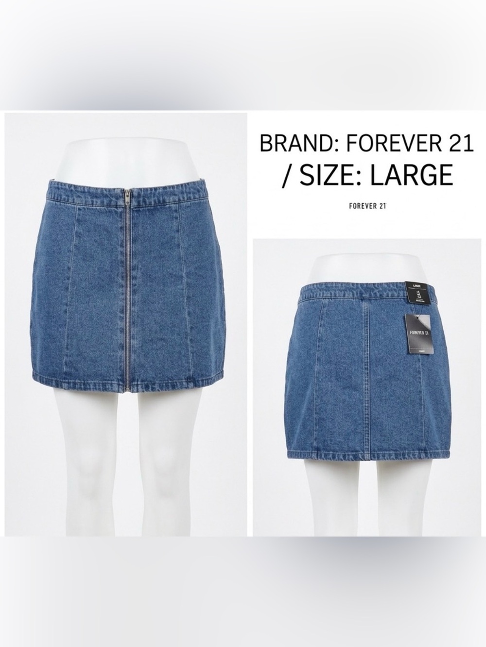 Forever 21 Denim Mini Skirt in Blue Size Large NWT